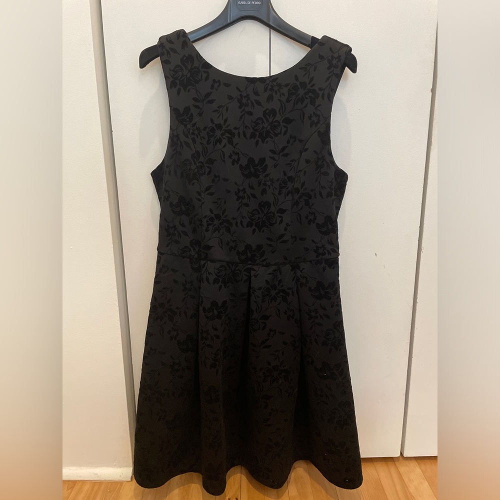 Vintage Black Velvet Floral Mini Dress